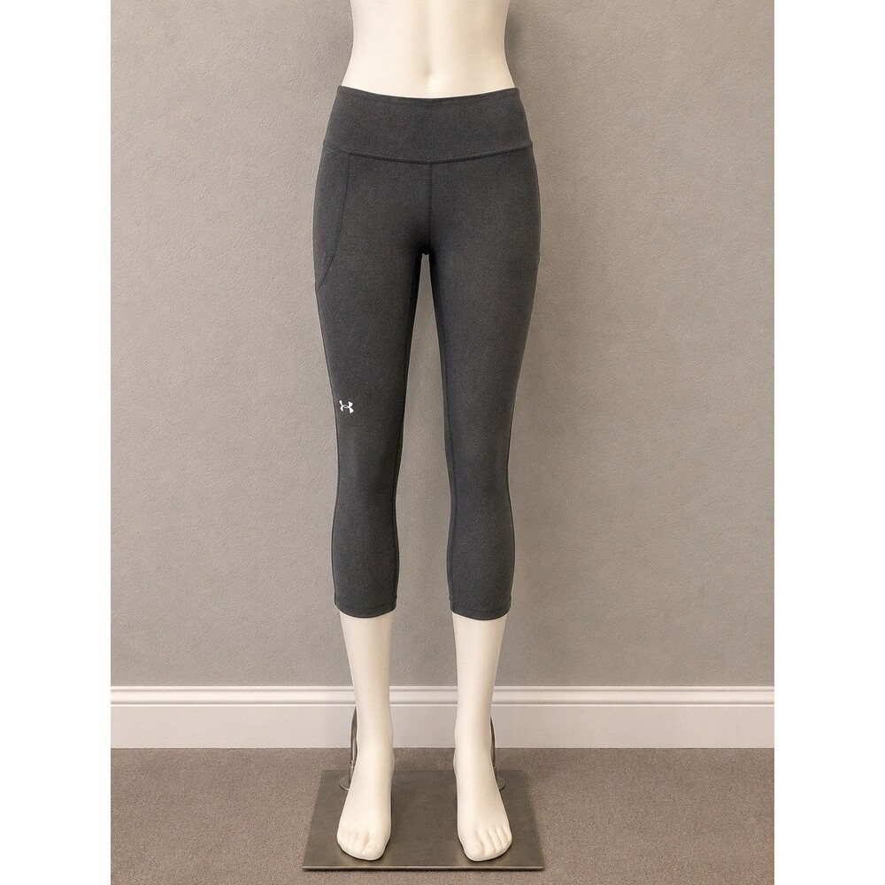 Under Armour HeatGear Compression Active Workout Capri Leggings Womens S Gray